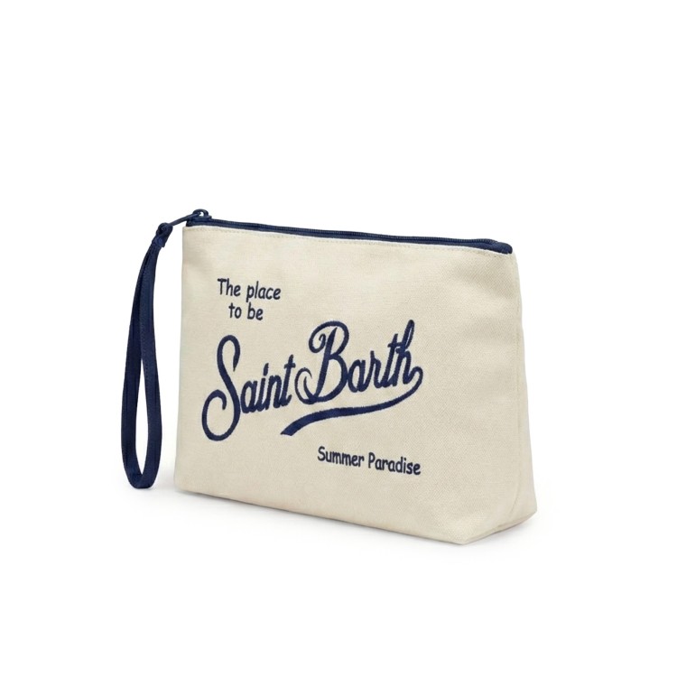 SAINT BARTH Pochette panna e blu in cotone bambini