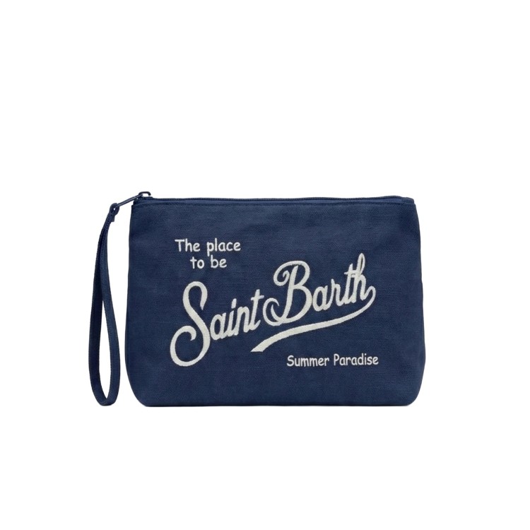 SAINT BARTH Pochette blu navy in cotone bambini