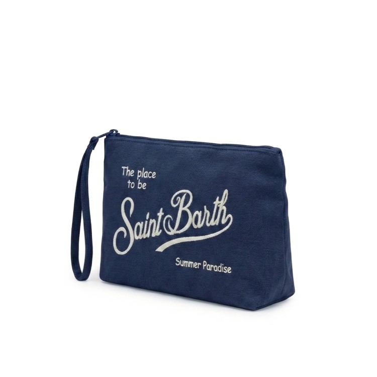 SAINT BARTH Pochette blu navy in cotone bambini