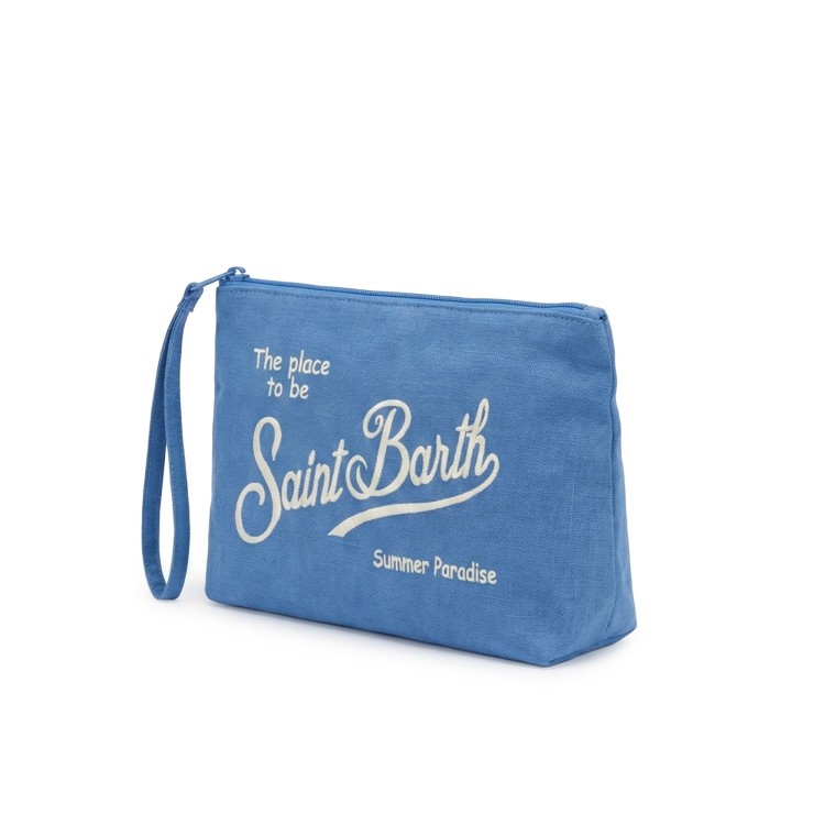 SAINT BARTH Pochette azzurra in lino morbido bambini