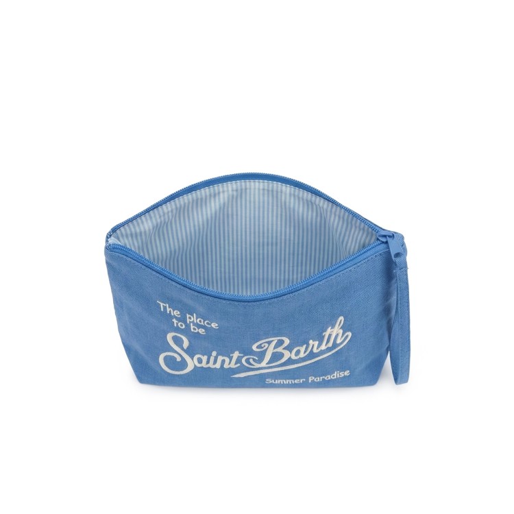 SAINT BARTH Pochette azzurra in lino morbido bambini