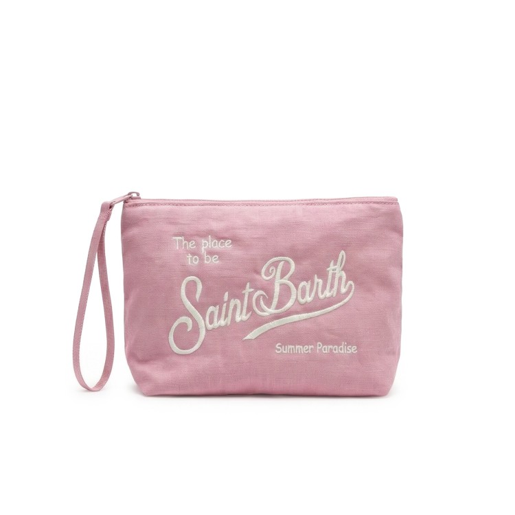 SAINT BARTH Pochette rosa in lino morbido bambina