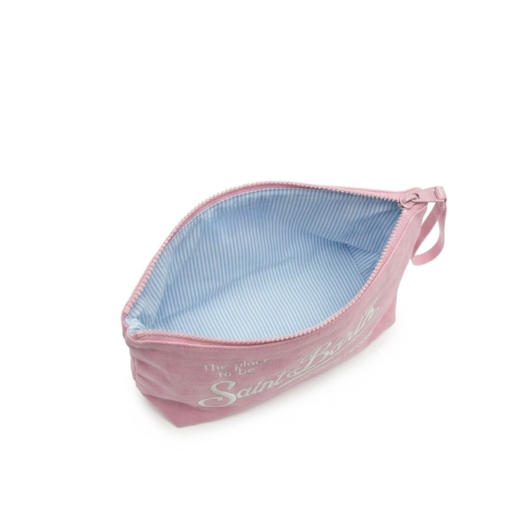 SAINT BARTH Pochette rosa in lino morbido bambina