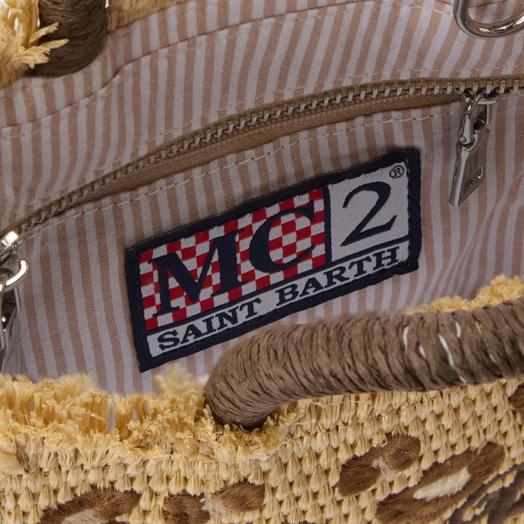 SAINT BARTH Borsa Vanity Mini leopardata in rafia bambina