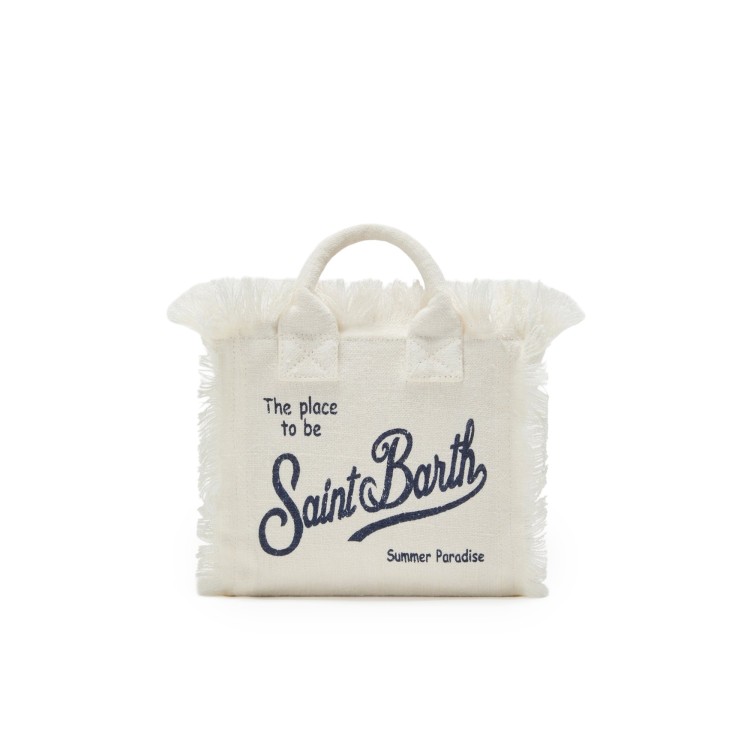SAINT BARTH Borsa Vanity Mini bianca in lino bambina