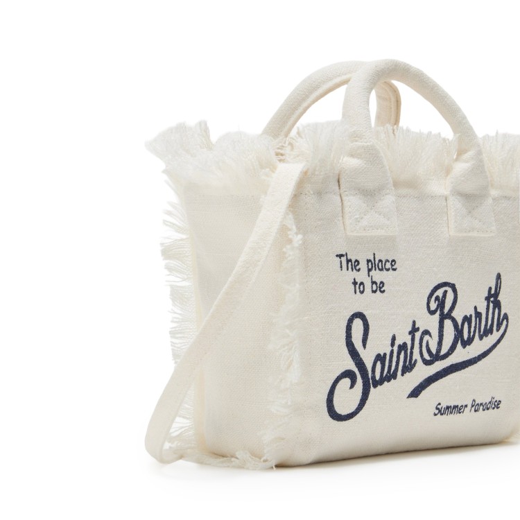 SAINT BARTH Borsa Vanity Mini bianca in lino bambina