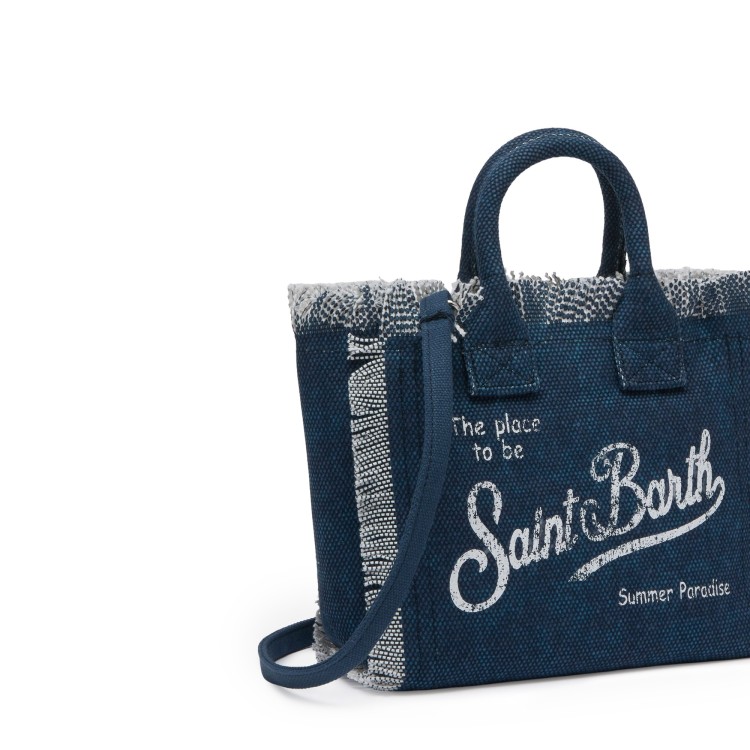 SAINT BARTH Borsa Vanity Mini blu navy in canvas bambina