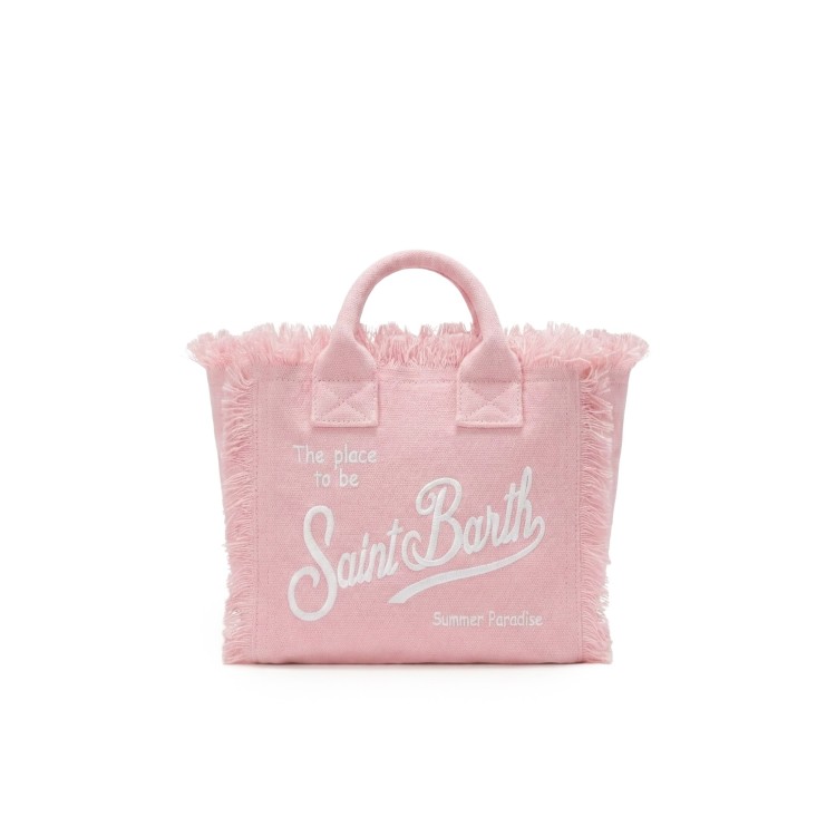 SAINT BARTH Borsa Vanity Mini rosa in lino bambina