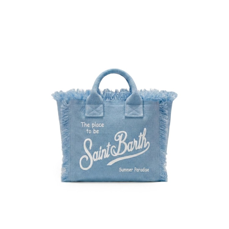 SAINT BARTH Borsa Vanity Mini denim in lino bambina