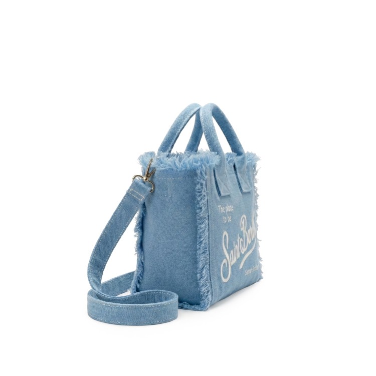 SAINT BARTH Borsa Vanity Mini denim in lino bambina