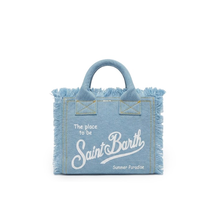 SAINT BARTH Borsa Vanity Mini in denim chiaro bambina