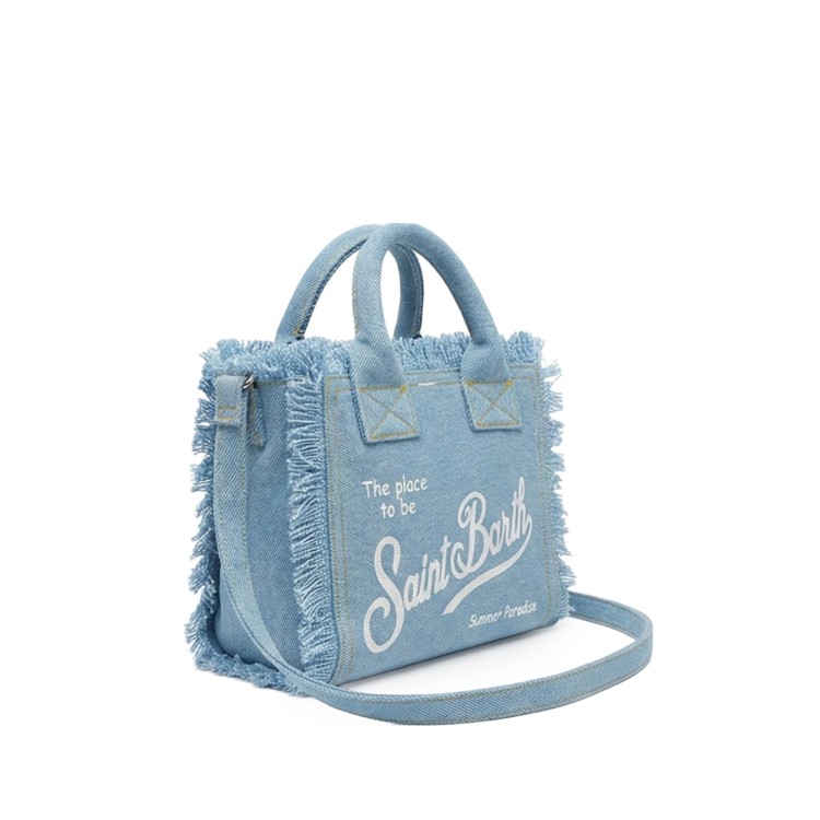 SAINT BARTH Borsa Vanity Mini in denim chiaro bambina