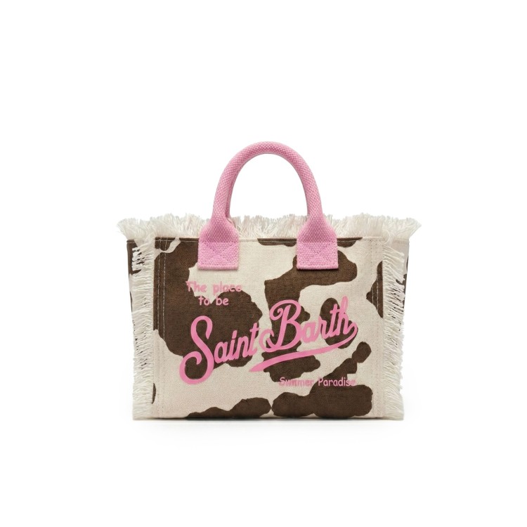 SAINT BARTH Borsa Vanity Mini cow skin in canvas bambina