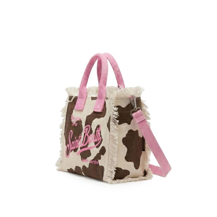 SAINT BARTH Borsa Vanity Mini cow skin in canvas bambina