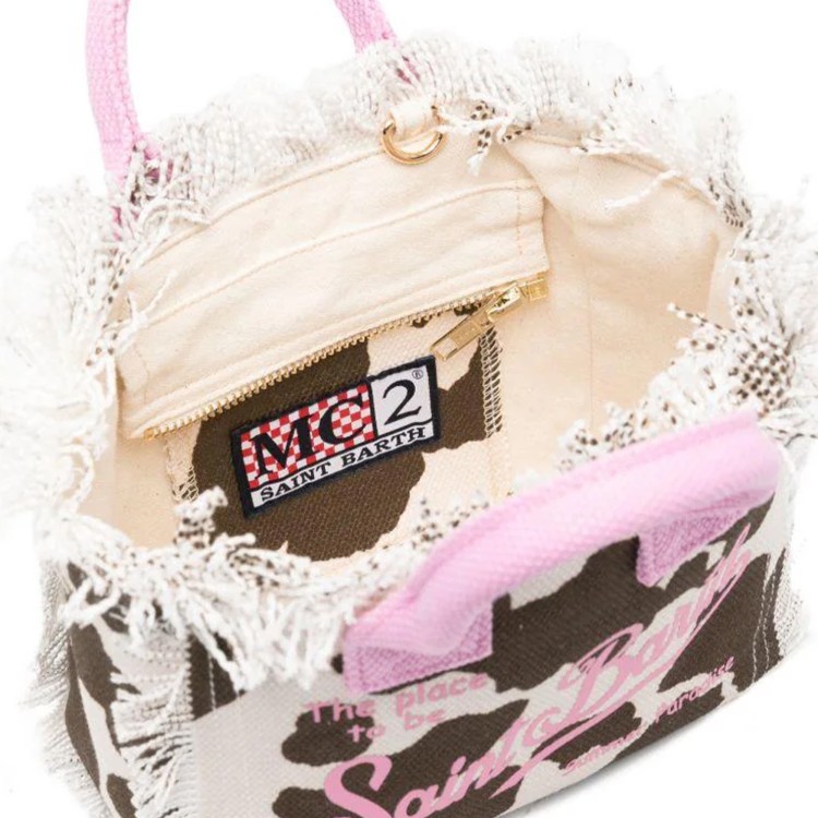 SAINT BARTH Borsa Vanity Mini cow skin in canvas bambina