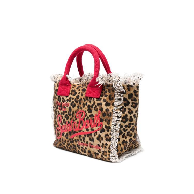 SAINT BARTH Borsa Vanity Mini leopardata in canvas bambina