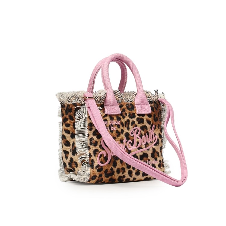 SAINT BARTH Borsa Vanity Mini leopardata in canvas bambina