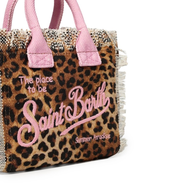 SAINT BARTH Borsa Vanity Mini leopardata in canvas bambina