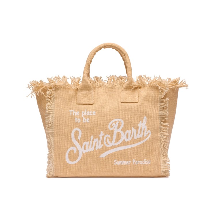 SAINT BARTH Borsa Colette beige in canvas bambina