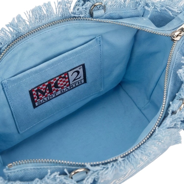 SAINT BARTH Borsa Colette celeste in canvas bambina