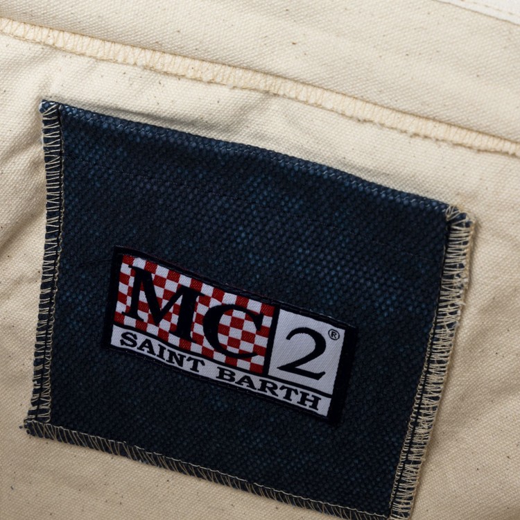 SAINT BARTH Borsa Colette blu navy in canvas bambina