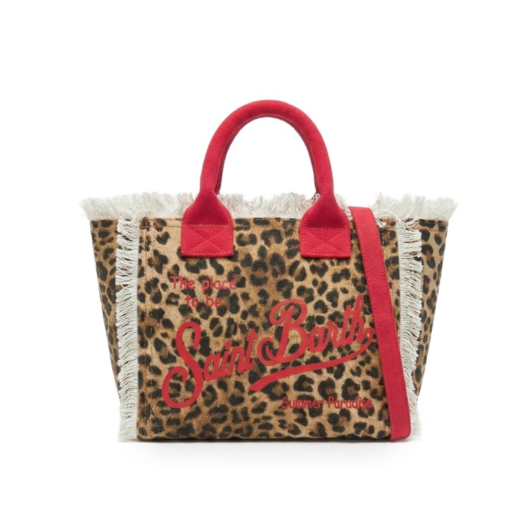 SAINT BARTH Borsa Colette leopardata in canvas bambina