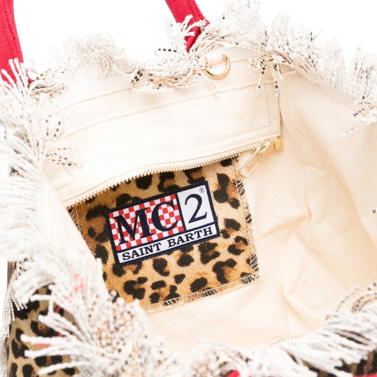 SAINT BARTH Borsa Colette leopardata in canvas bambina