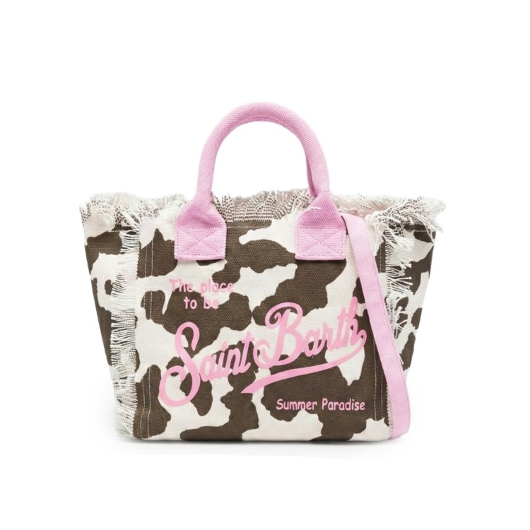 SAINT BARTH Borsa Colette mucca in canvas bambina