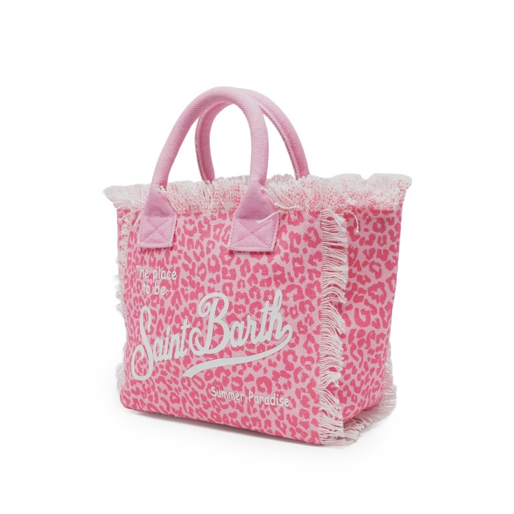 SAINT BARTH Borsa Colette leopardata rosa in canvas bambina