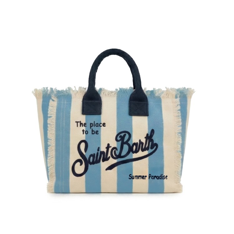 SAINT BARTH Borsa Colette celeste a righe bambina
