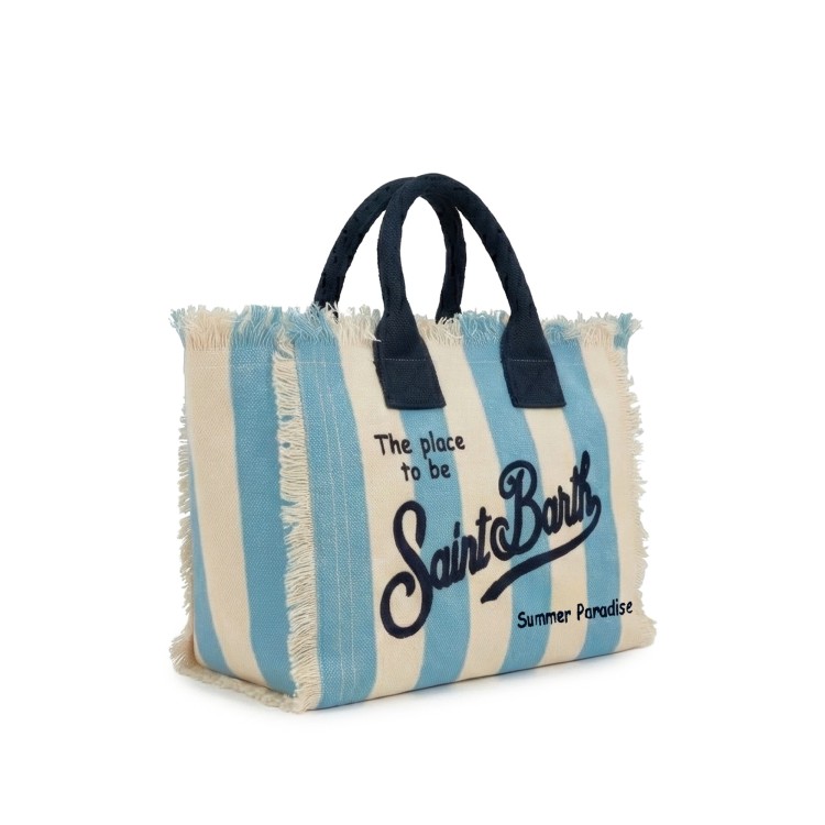 SAINT BARTH Borsa Colette celeste a righe bambina
