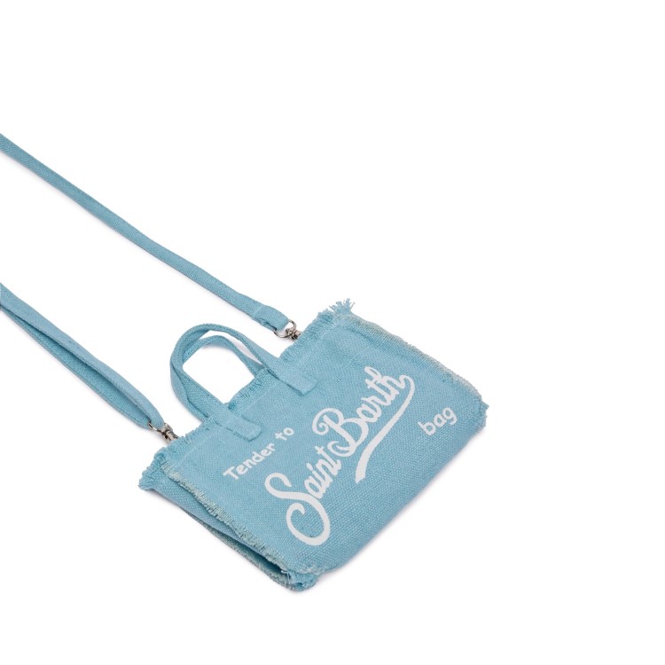 SAINT BARTH Borsa per telefono celeste in lino bambina