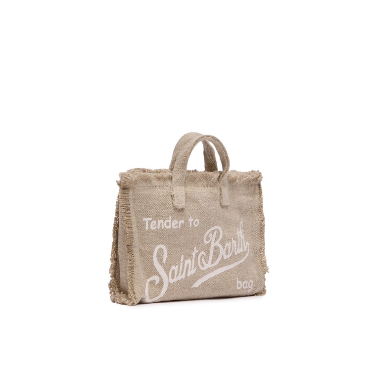 SAINT BARTH Borsa per telefono beige in lino bambina