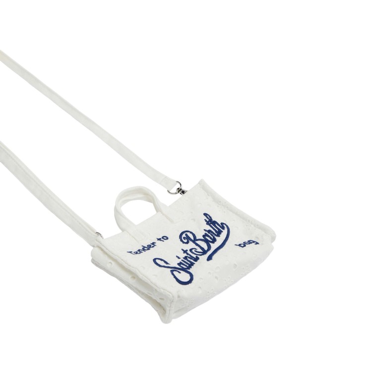 SAINT BARTH Borsa per telefono bianca in sangallo bambina