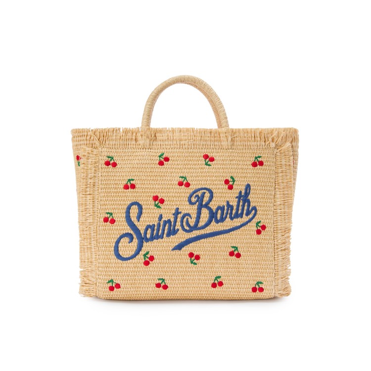 SAINT BARTH Borsa Colette in paglia con ciliegie bambina