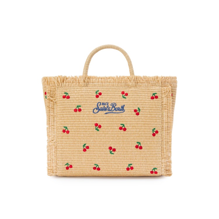 SAINT BARTH Borsa Colette in paglia con ciliegie bambina