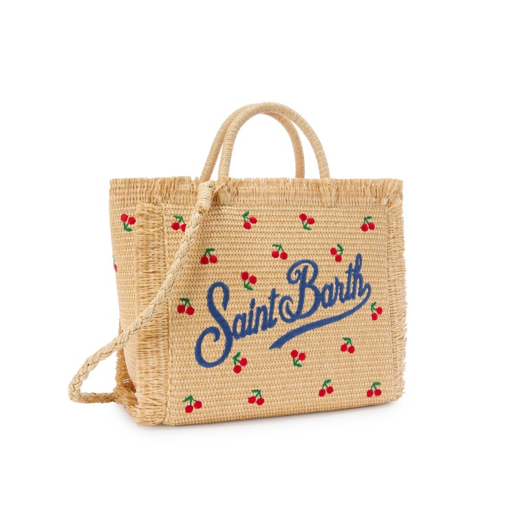 SAINT BARTH Borsa Colette in paglia con ciliegie bambina