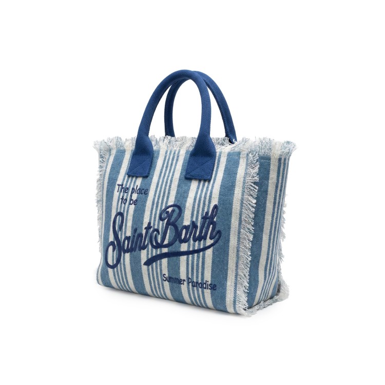 SAINT BARTH Borsa Colette blu navy a righe bambina