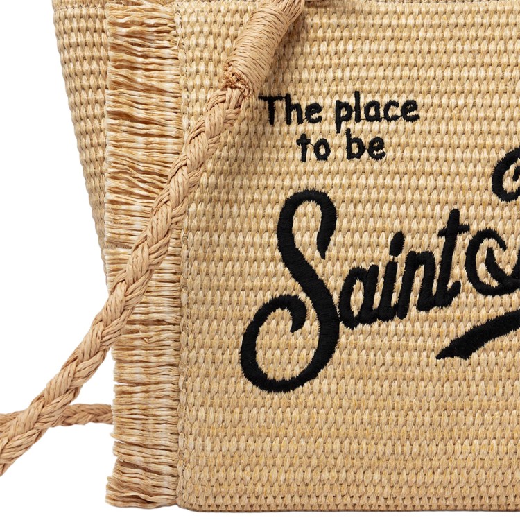 SAINT BARTH Borsa Colette in paglia con logo nero bambina