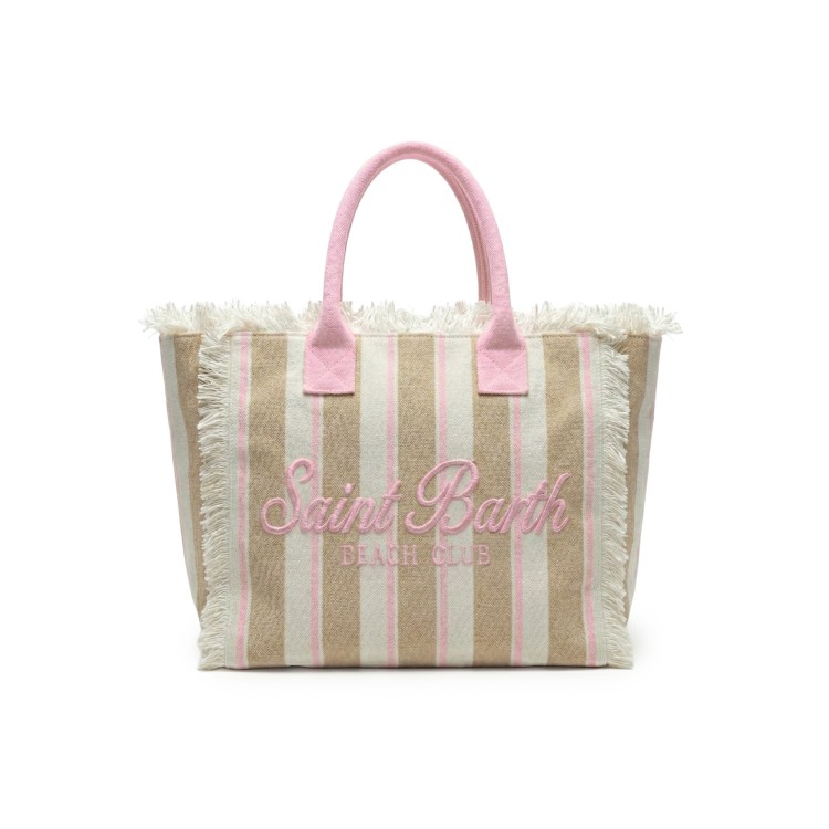 SAINT BARTH Borsa Colette beige a righe bambina