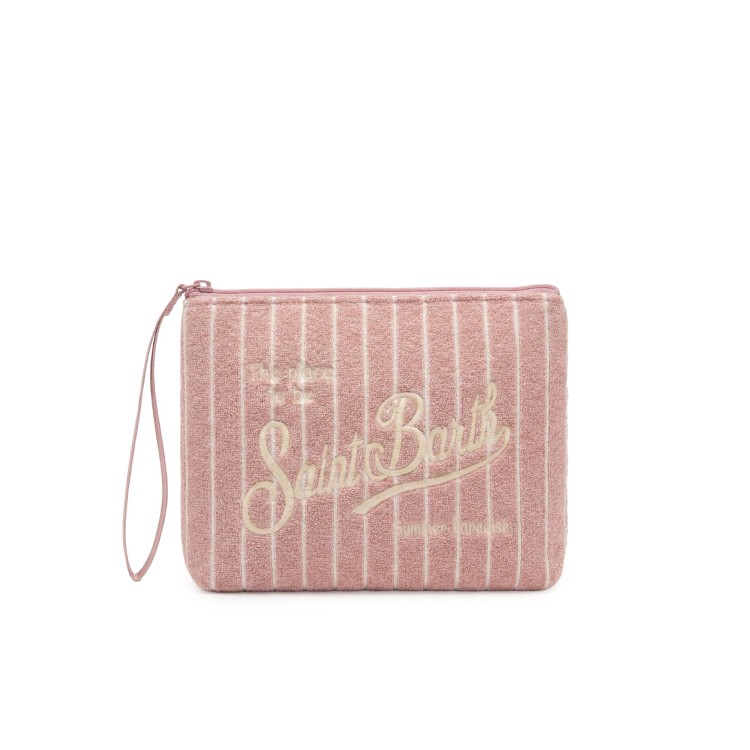 SAINT BARTH Pochette rosa in spugna a righe bambina