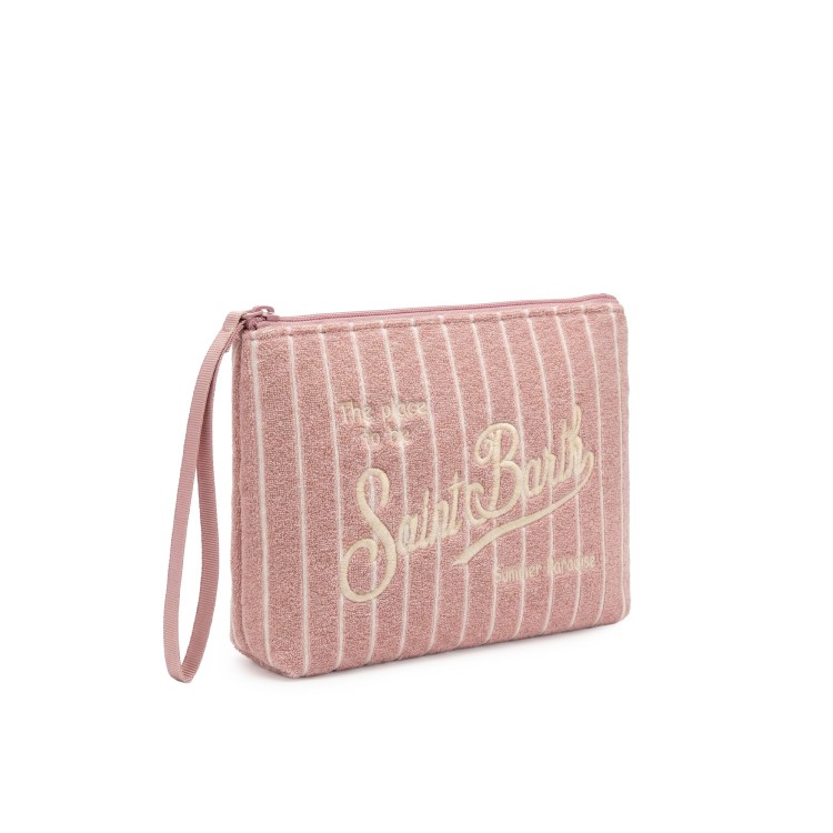 SAINT BARTH Pochette rosa in spugna a righe bambina