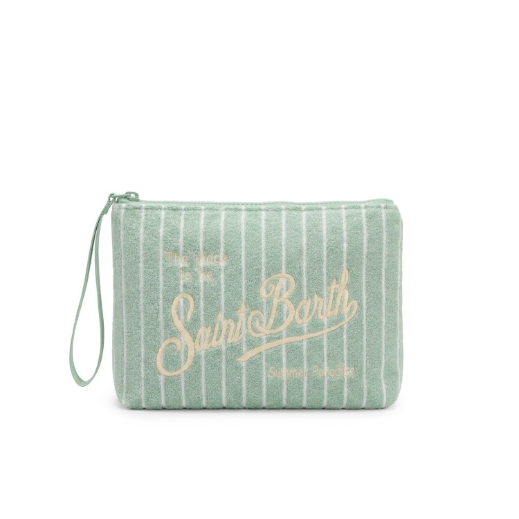 SAINT BARTH Pochette salvia in spugna a righe bambina