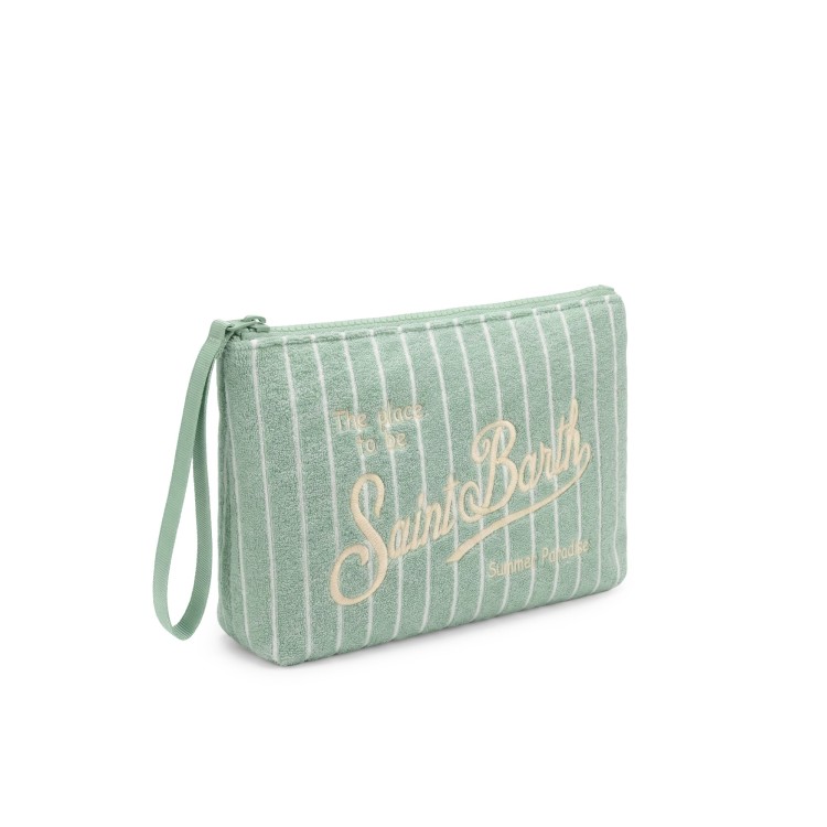 SAINT BARTH Pochette salvia in spugna a righe bambina