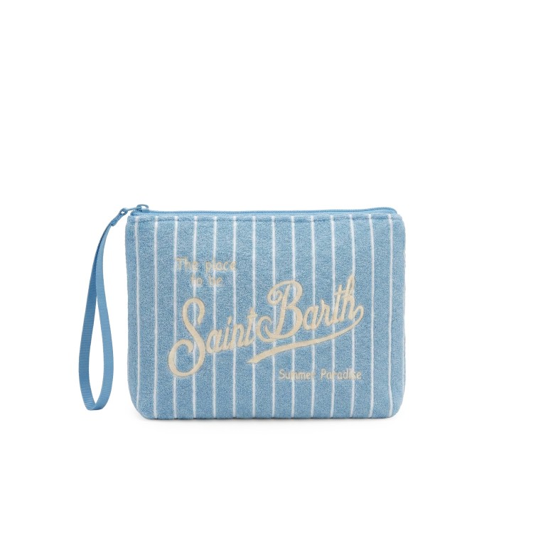 SAINT BARTH Pochette celeste in spugna a righe bambina