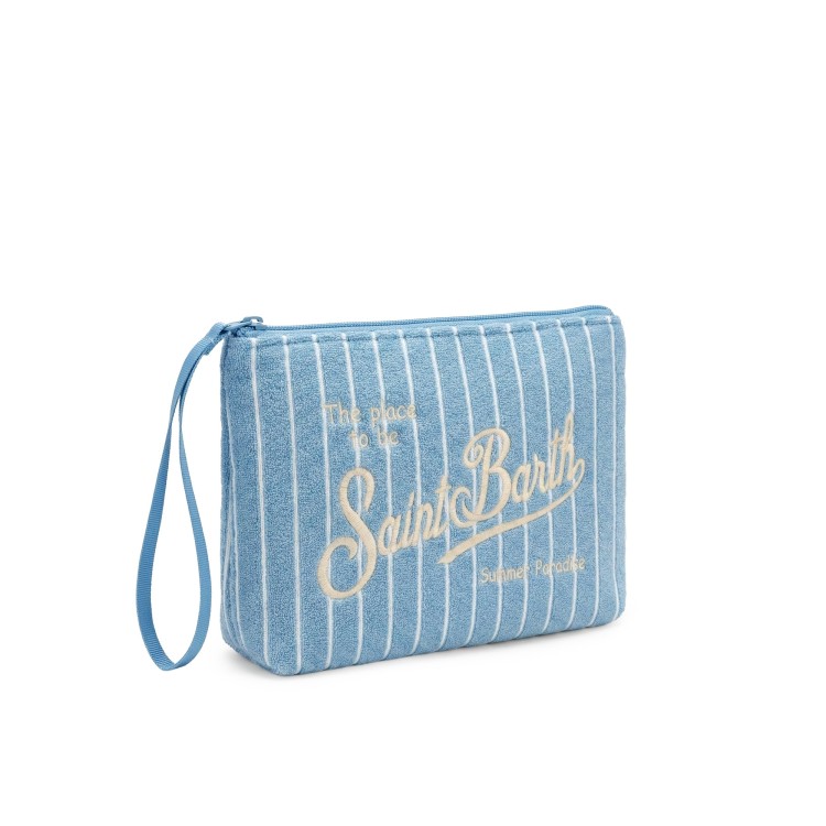 SAINT BARTH Pochette celeste in spugna a righe bambina
