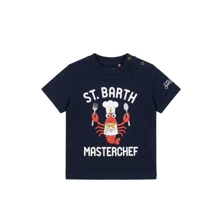 SAINT BARTH T-shirt blu navy con stampa bambino