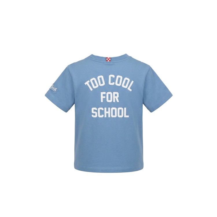 SAINT BARTH T-shirt celeste "Too Cool for School" bambino