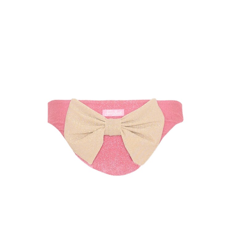 SAINT BARTH Slip fucsia lurex con fiocco dorato bambina