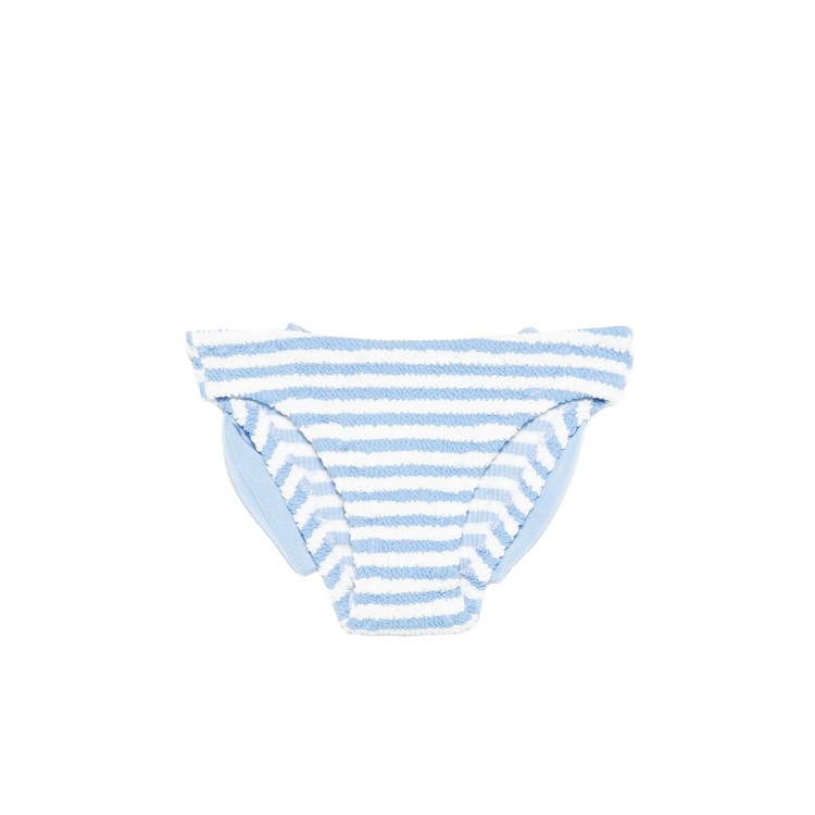 SAINT BARTH Slip celeste a righe crinkle con fiocco bambina